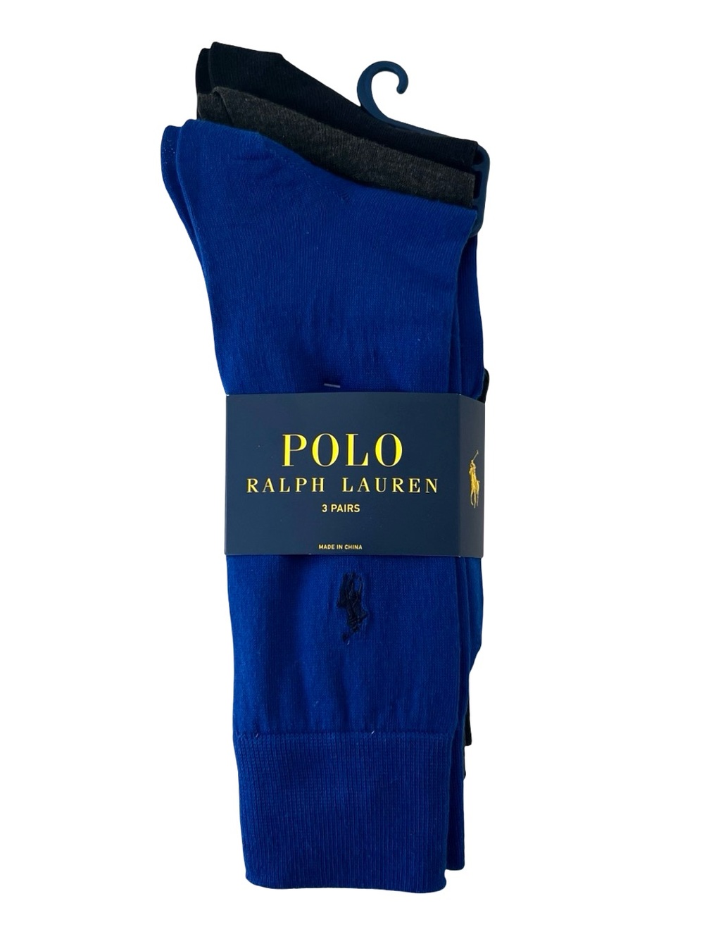 Polo by Ralph Lauren 3-Pack Dress Socks in Royal Blue, Black & Charcoal NWT